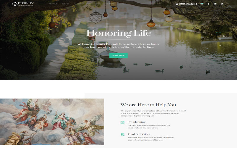 Mẫu thiết kế web dịch vụ tang lễ ấn tượng